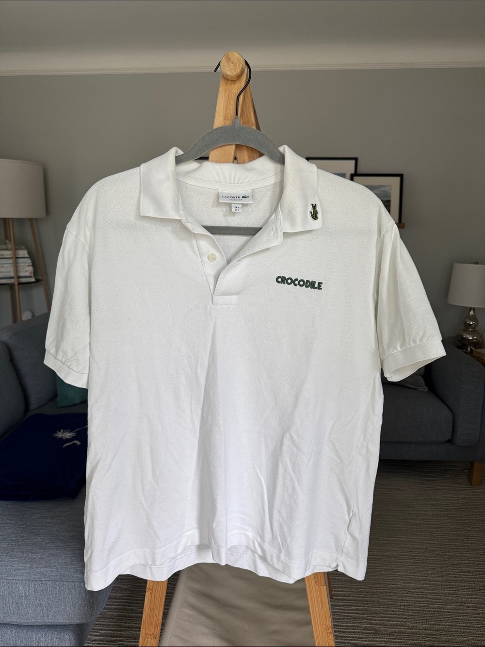 Lacoste White Polo with Green Crocodile Logo